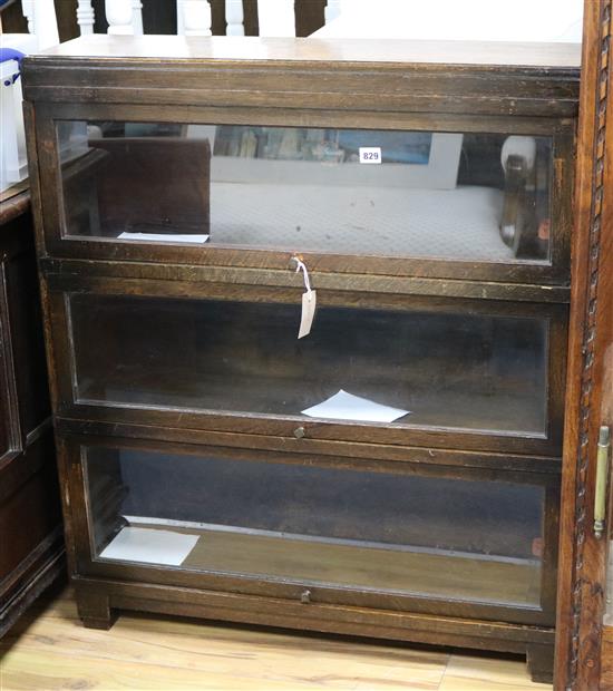 A three section Globe Wernicke bookcase W.85cm